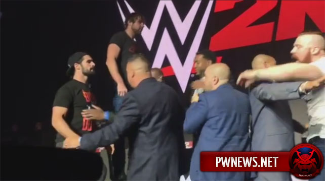 Сезаро и Шеймус устроили потасовку с Дином Эмброузом и Сетом Роллинсом на пресс-конференции WWE2k18 (видео)