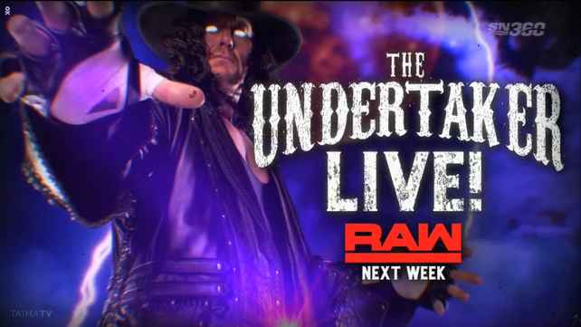 Специальный рефери добавлен в матч Строумана и Рейнса; Появление Гробовщика рекламируется на следующий эпизод Raw