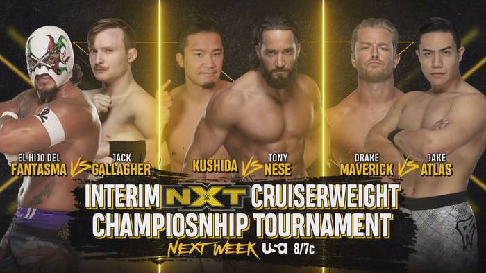 Пять матчей, три из которых в рамках турнира, анонсированы на следующий эфир NXT