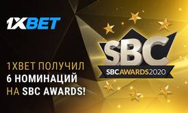 БК 1xBet претендует на победу в 6 номинациях SBC Awards 2020