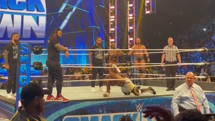 Тёмный матч прошёл после выхода SmackDown из эфира; Пол Хейман угрожал Королю Вудсу