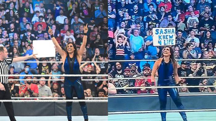 Фото: WWE убрали упоминание Саши Бэнкс с плаката фаната на SmackDown; Высокие предварительные телевизионные рейтинги SmackDown